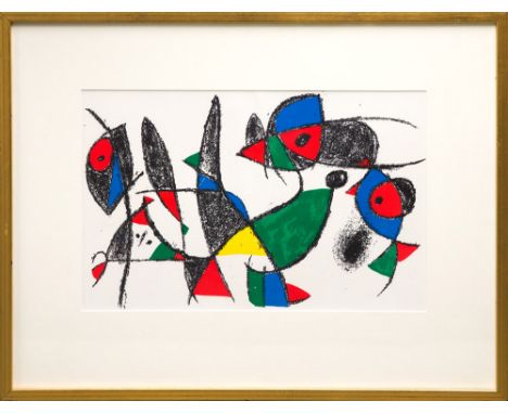 JOAN MIRO, Untitled, original lithograph, 1975, printed by Mourlot, from an open unsigned edition, 31cm x 48cm, framed and gl