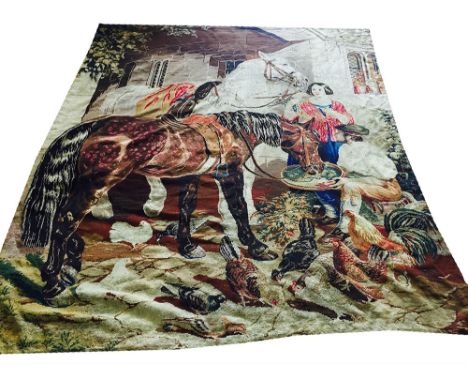 VICTORIAN WOOLWORK TAPESTRY, 251cm x 207cm, in the manner of Sir Edwin Henry Landseer. (with faults)