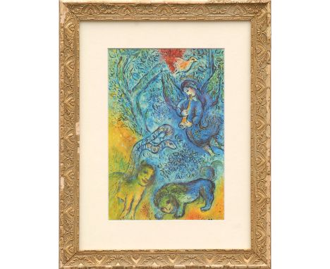 MARC CHAGALL, 'The Triumph of Music', offset lithograph, 1971, printed by Mourlot, 27cm x 23cm, framed and glazed.