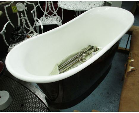 WILLIAM HOLLAND BATH TUB, Patina Cuprosa Bateau with white enamel interior (cost £4320 + VAT new)  with polished nickel floor