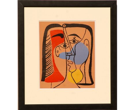 PABLO PICASSO, 'Cubist Composition of a Head', offset lithograph, 1956, 25cm x 20cm, framed and glazed.