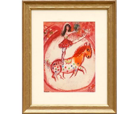 MARC CHAGALL, 'Circus Rider', lithograph, suite: Cirque d'Izis, 1965, ref: Andre Sauvet, 30cm x 23cm.