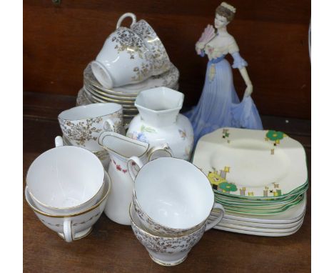 A six setting Roslyn china tea service and other china including a Coalport figure, Aynsley, Royal Doulton, etc. 