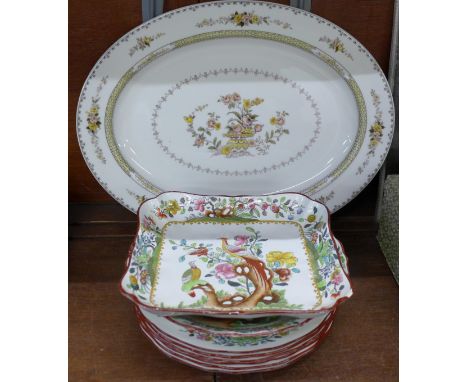 A Royal Doulton oval serving platter, 41cm, Hamilton design, Coalport and Spode for Waring &amp; Gillow, six dinner plates, s