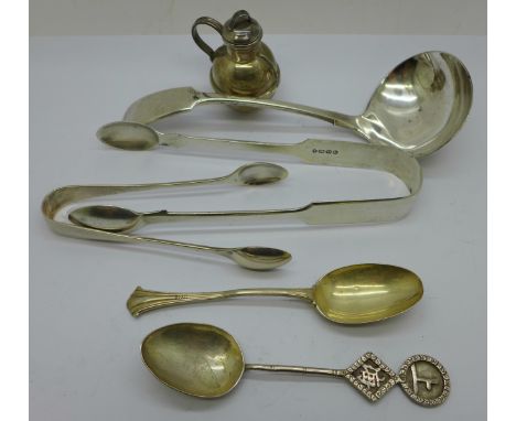 A silver Guernsey jug, a ladle, etc., 191g 