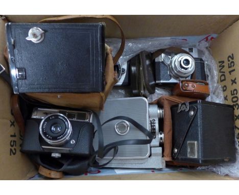 Cameras, a cine camera, Brownie and light meters, etc. **PLEASE NOTE THIS LOT IS NOT ELIGIBLE FOR POSTING AND PACKING** 