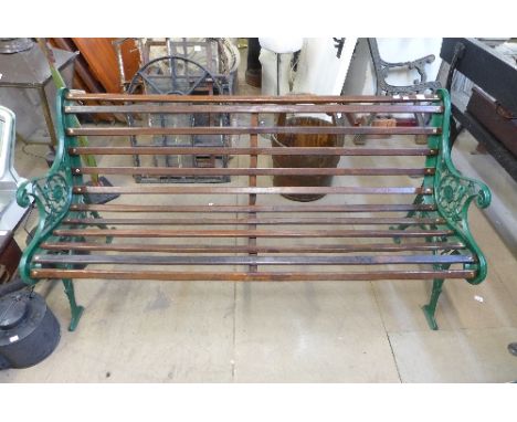 A cast iron garden bench