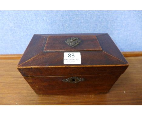 A George III mahogany tea caddy