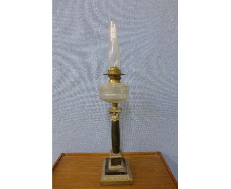 A Victorian Corinthian column table lamp
