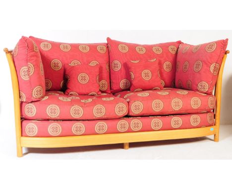 Lucian Ercolani - Ercol - A contemporary Ercol Renaissance pattern beech &amp; elm conservatory three seater sofa / settee. S