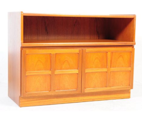 Nathan - Squares - A retro vintage circa 1960's British teak sideboard. Having a twin pair of square front cupboard doors und