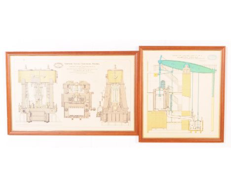 Two vintage 20th century engineer's drawings. Comprising of drawings of compound surface condensing engines and Cornish Engin