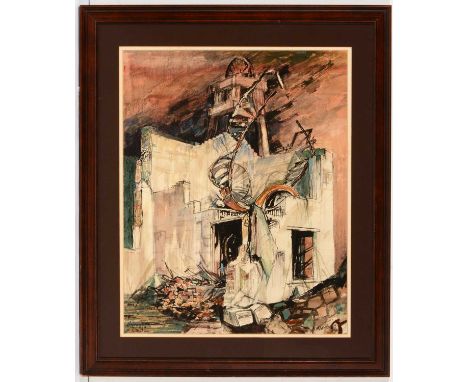 Albert Henry Herbert - "Demolition - Engine House Seaton Delaval", signed twice and dated '62, watercolour and bodycolour, 58