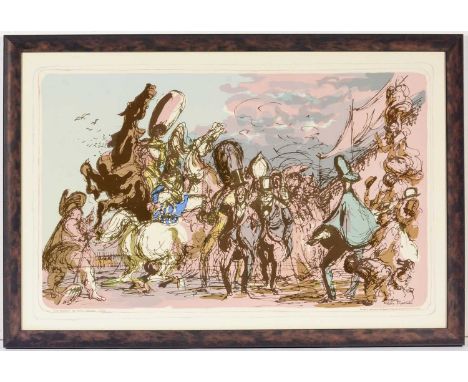 Feliks Topolski  - "This England", lithograph, printed at the Baynard Press for School Prints Ltd, 49 x 75cms, in bronzed fra
