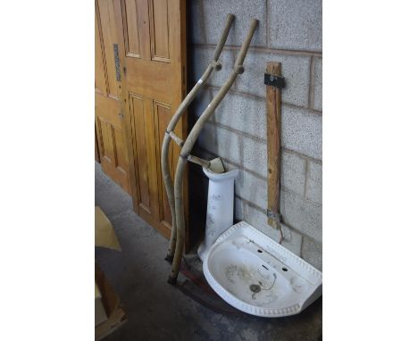 Two vintage wooden scythes. 
