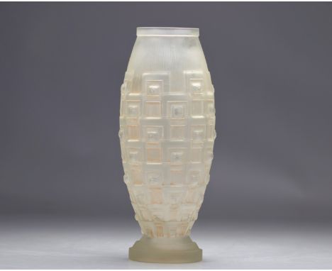 GENET &amp; MICHON Large Art Deco vase with geometric pattern - Weight: 1.36 kg - Shipping available - Region: France - Sizes
