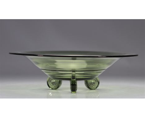 Val Saint Lambert Art Deco tripod cup "Nymphea" Luxval - Weight: 2.77 kg - Shipping unavailable - Region: Belgique - Sizes: H
