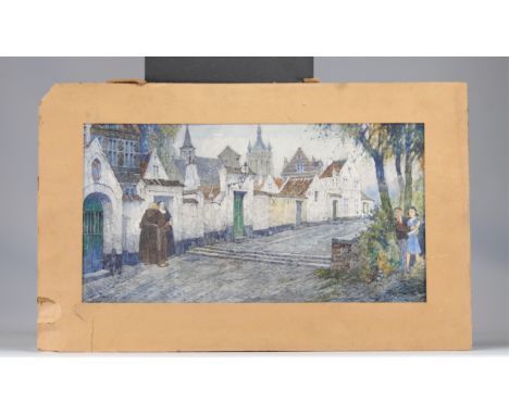 Han JELINGER (1895-1961) Mixed technique, "humorous street scene" drawing - Weight: 830 g - Shipping available - Region: Holl