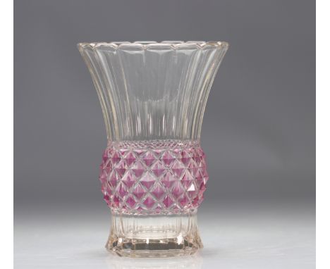 Val Saint Lambert Art Deco vase "Baden" Luxval - Weight: 1.60 kg - Shipping available - Region: Belgique - Sizes: H 210 MM D 