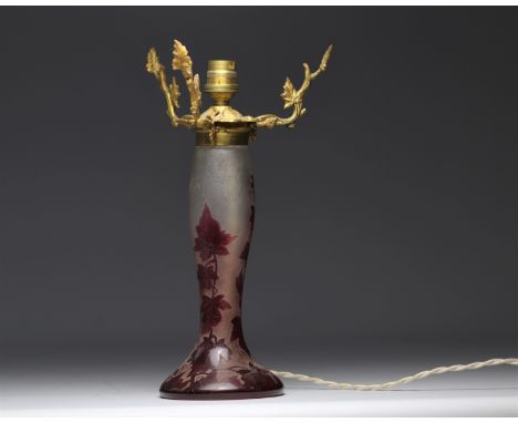 Legras lamp base cleared with acid floral decoration - Weight: 1.07 kg - Shipping unavailable - Region: france - Sizes: H 305