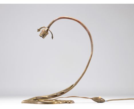 Art Nouveau desk lamp in bronze with floral motif - Weight: 895 g - Shipping available - Region: France - Sizes: H 345mm x D 