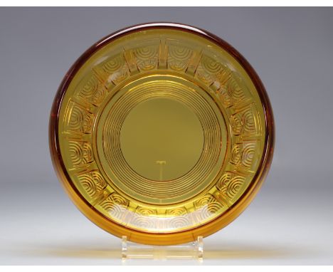 Val Saint Lambert Art Deco bowl "NÂ°40" light ocher Luxval - Weight: 2.72 kg - Shipping unavailable - Region: Belgique - Size
