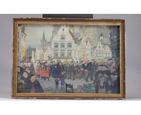Han JELINGER (1895-1961) Mixed technique, "humorous scene" drawing - Weight: 3.23 kg - Shipping unavailable - Region: Holland