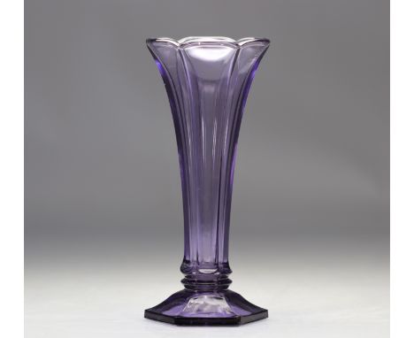 Val Saint Lambert "American" Art Deco vase Luxval - Weight: 630 g - Shipping available - Region: Belgique - Sizes: H 240 MM D