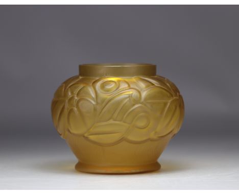 SCAILMONT Vase Art Deco stylized pattern Ocher color model by Henri Heemskerk - Weight: 1.13 kg - Shipping available - Region