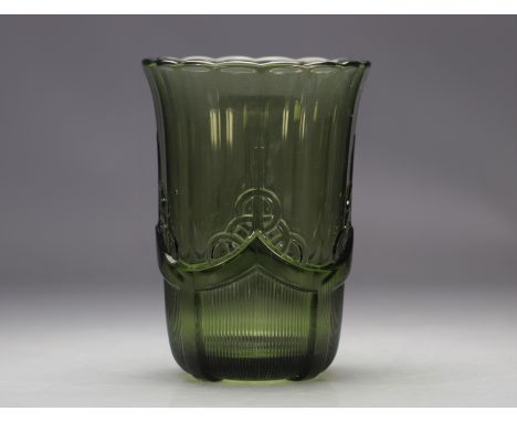 Val Saint Lambert "Olympic" Art Deco vase with 5 Olympic rings Luxval - Weight: 2.11 kg - Shipping available - Region: Belgiq