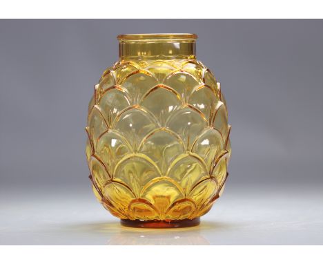 Val Saint Lambert Art Deco vase "Coqueret" Luxval - Weight: 1.03 kg - Shipping available - Region: Belgique - Sizes: H 210 MM