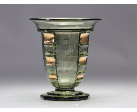 Val Saint Lambert Art Deco vase "Picardy" Luxval - Weight: 1.34 kg - Shipping available - Region: Belgique - Sizes: H 190 MM 