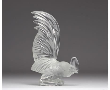 LALIQUE France: Rooster in pressed molded crystal. - Weight: 1.25 kg - Shipping unavailable - Region: France - Sizes: H 200mm