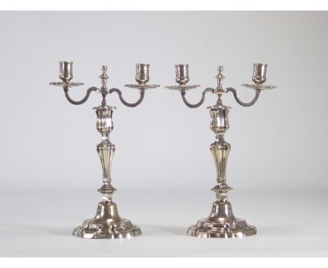 Pair of 18th C crowned candelabra - Weight: 2.25 kg - Shipping available - Region: France - Sizes:  H 330 MM LK 210 MM - At f