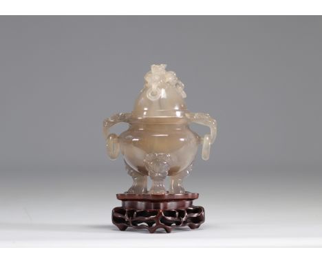 incense burner in agate - 20th - Weight: 710 g - Shipping available - Region: Chine - Sizes: H=180mm D=125mm - At first glanc