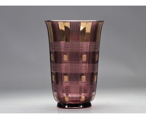 Val Saint Lambert Art Deco vase "Colman" Luxval - Weight: 2.09 kg - Shipping available - Region: Belgique - Sizes: H 250 MM D