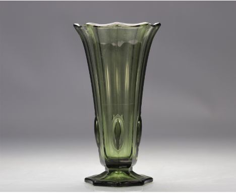 Val Saint Lambert Art Deco vase "Mameluck" Luxval - Weight: 1.15 kg - Shipping available - Region: Belgique - Sizes: H 255 MM