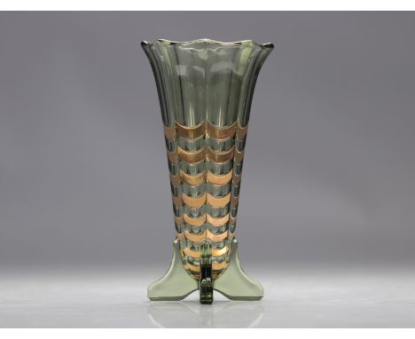 Val Saint Lambert Art Deco vase "Montesquieu" Luxval - Weight: 500 g - Shipping available - Region: Belgique - Sizes: H 200 M