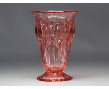 Val Saint Lambert Art Deco vase "Evreux" Luxval - Weight: 1.77 kg - Shipping available - Region: Belgique - Sizes: H 220 MM D