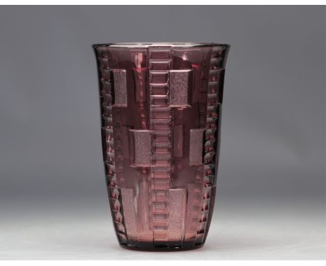 Val Saint Lambert Art Deco vase "Marceau" Luxval - Weight: 1.33 kg - Shipping available - Region: Belgique - Sizes: H 210 MM 