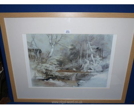 A framed and mounted lithograph titled 'In Cusops Dingles' 24th June 1837, no visible signature 34" x 26".