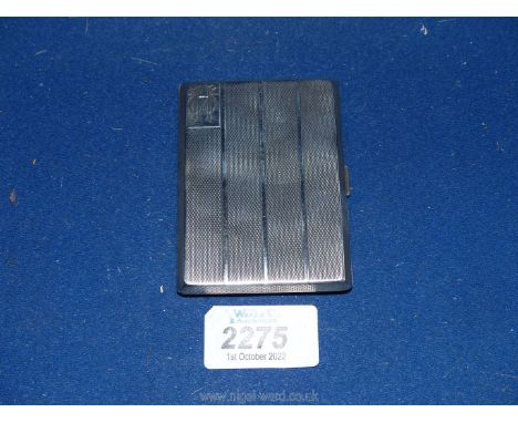 A Silver engine turned Card Case, inscribed Jim &amp; George Sept 24th 1936, Birmingham 1932, 79 gms.