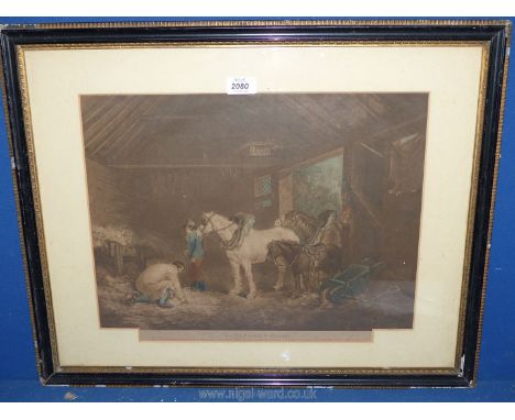 A framed and mounted Print titled 'The Farmers Stable'.