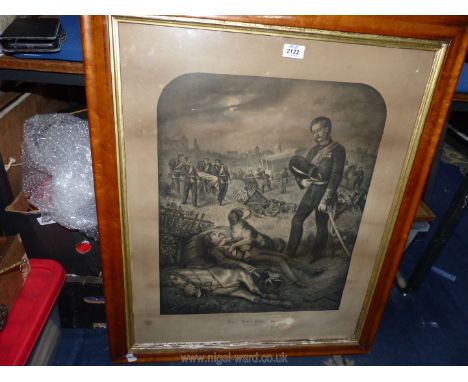 A large framed F. Hartwich print 'The Two Comrades After the Battle,' a/f, 27" x 33".