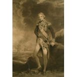After Hoppner, a portrait of Admiral Lord Nelson, mezzotint, 24" x 16" (61 x 40cm).