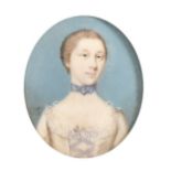 Gervase Spencer (1715-1763), a miniature portrait of a lady, possibly Charlotte Pringle, watercolour
