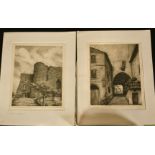 Giuseppe Papiani, a group of eleven etchings depicting buildings and views relating to the life of