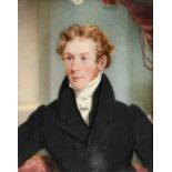 J. Moore, English School, Circa 1820, a miniature portrait of a young gentleman, watercolour and