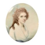 English School, Circa 1770, a miniature portrait of a lady, watercolour and bodycolour on ivory,