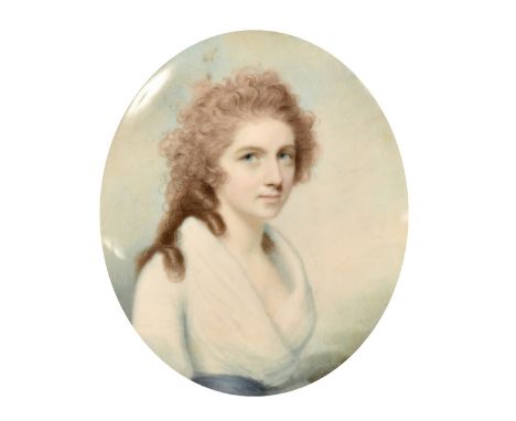 English School, Circa 1770, a miniature portrait of a lady, watercolour and bodycolour on ivory, with braids of hair verso, 2